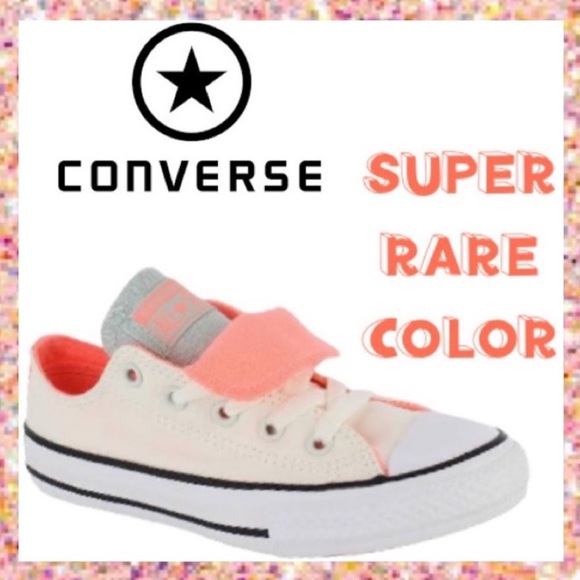 Converse Ox White Hyper Orange Girls Size 12 Converse All Star Chucks Low Tops - Picture 1 of 16